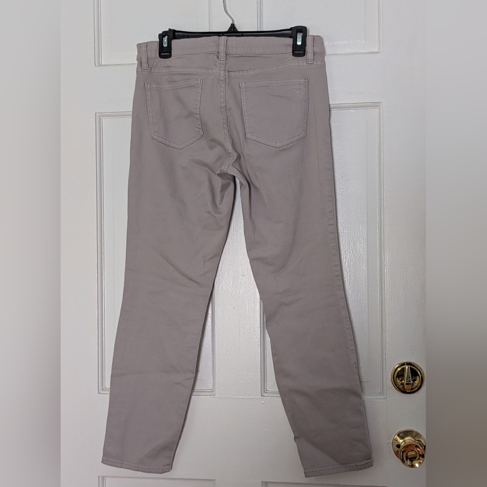 Tory Burch Grey Ankle Pants Button Hem Stretch Cotton Size 29 - Picture 3 of 6